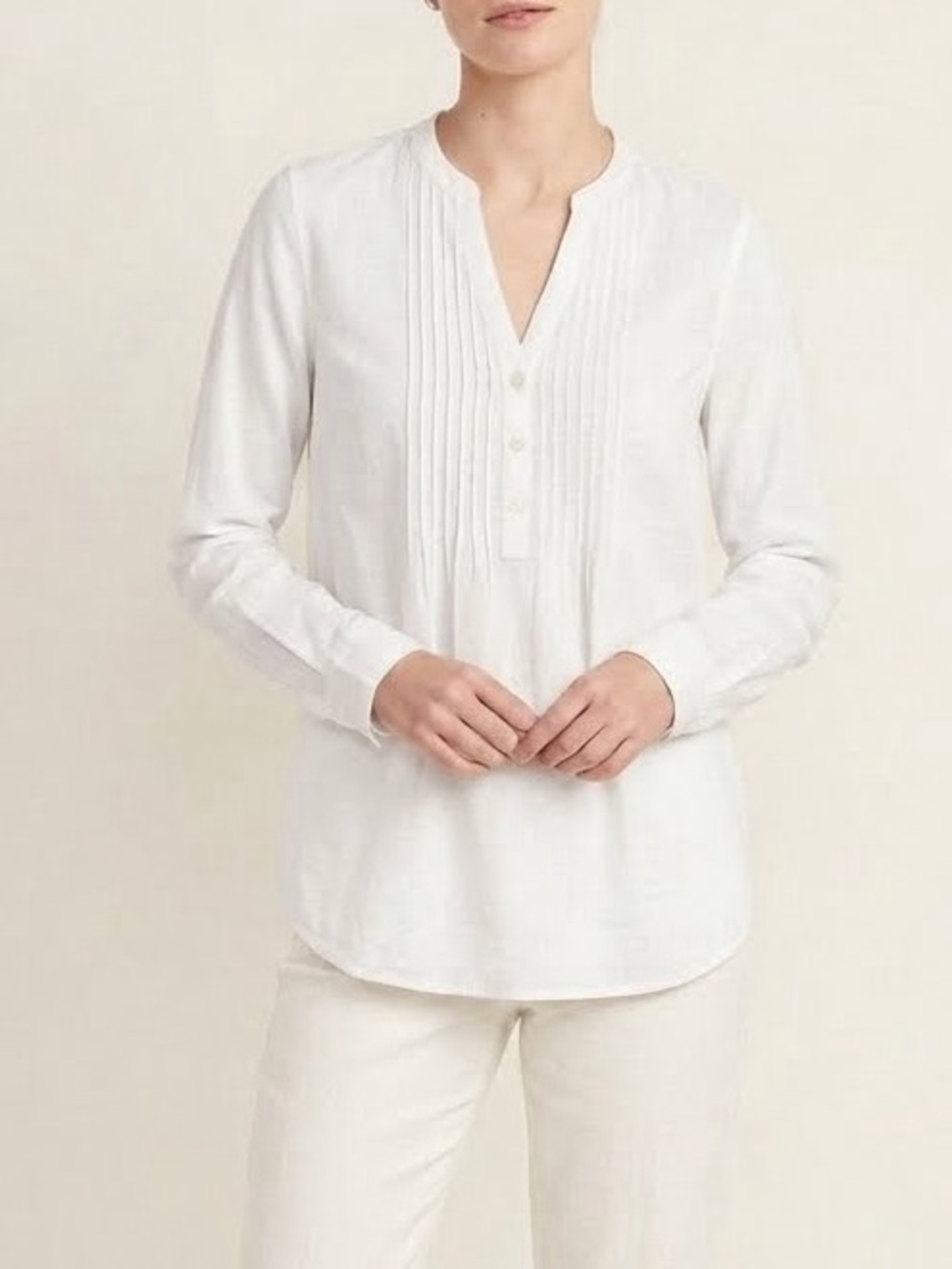 White Pintuck Popover Blouse - Women